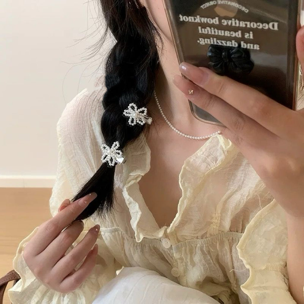Mini Pearl Flower Hair Pin Set