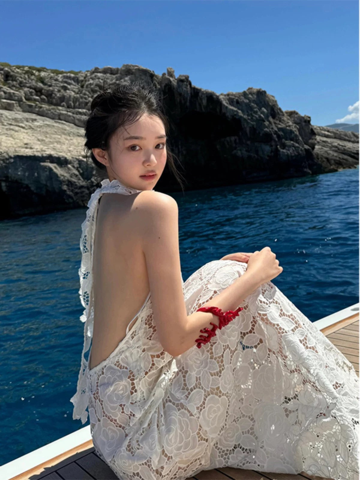 White Embroidery Maxi Long Dress