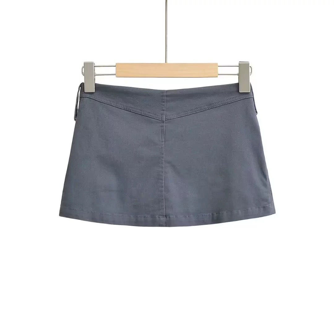 Dark Grey Low Waist Mini Skirt