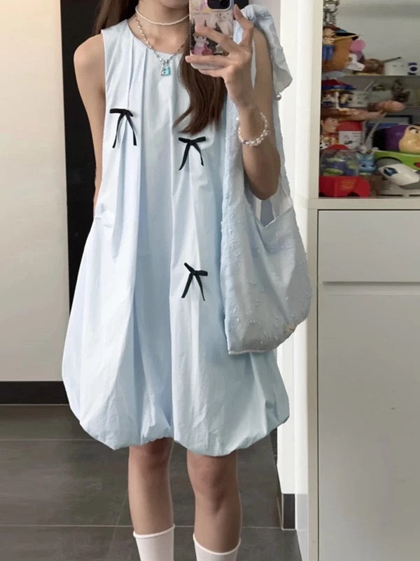 Dolly Blue Ribbons Sleeveless Dress