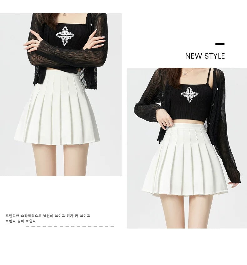 Basic High Waist Pleated Skirt