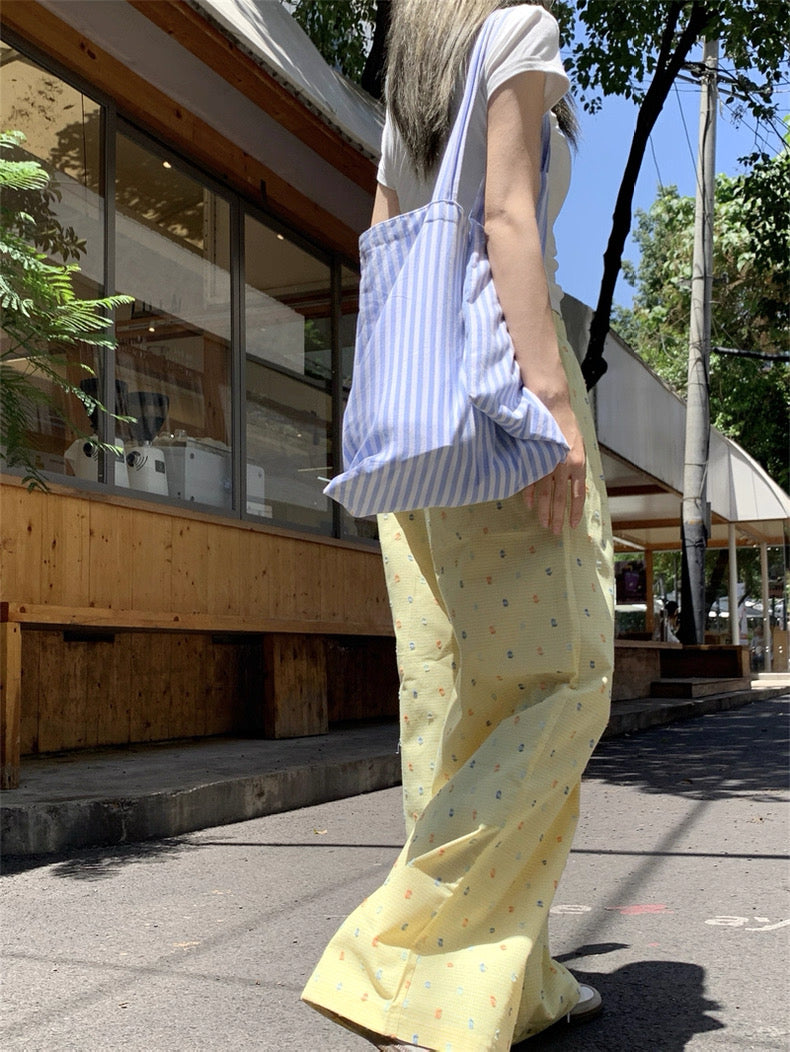 Yellow Colour Dots Long Pants