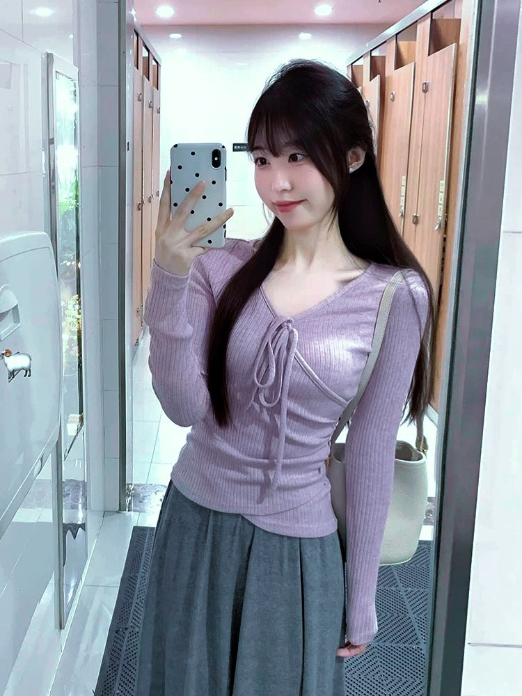 Purple Knitted Long Sleeve Top