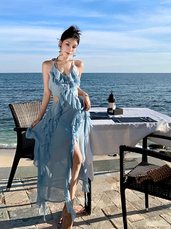 Bareback Sky Blue Long Dress