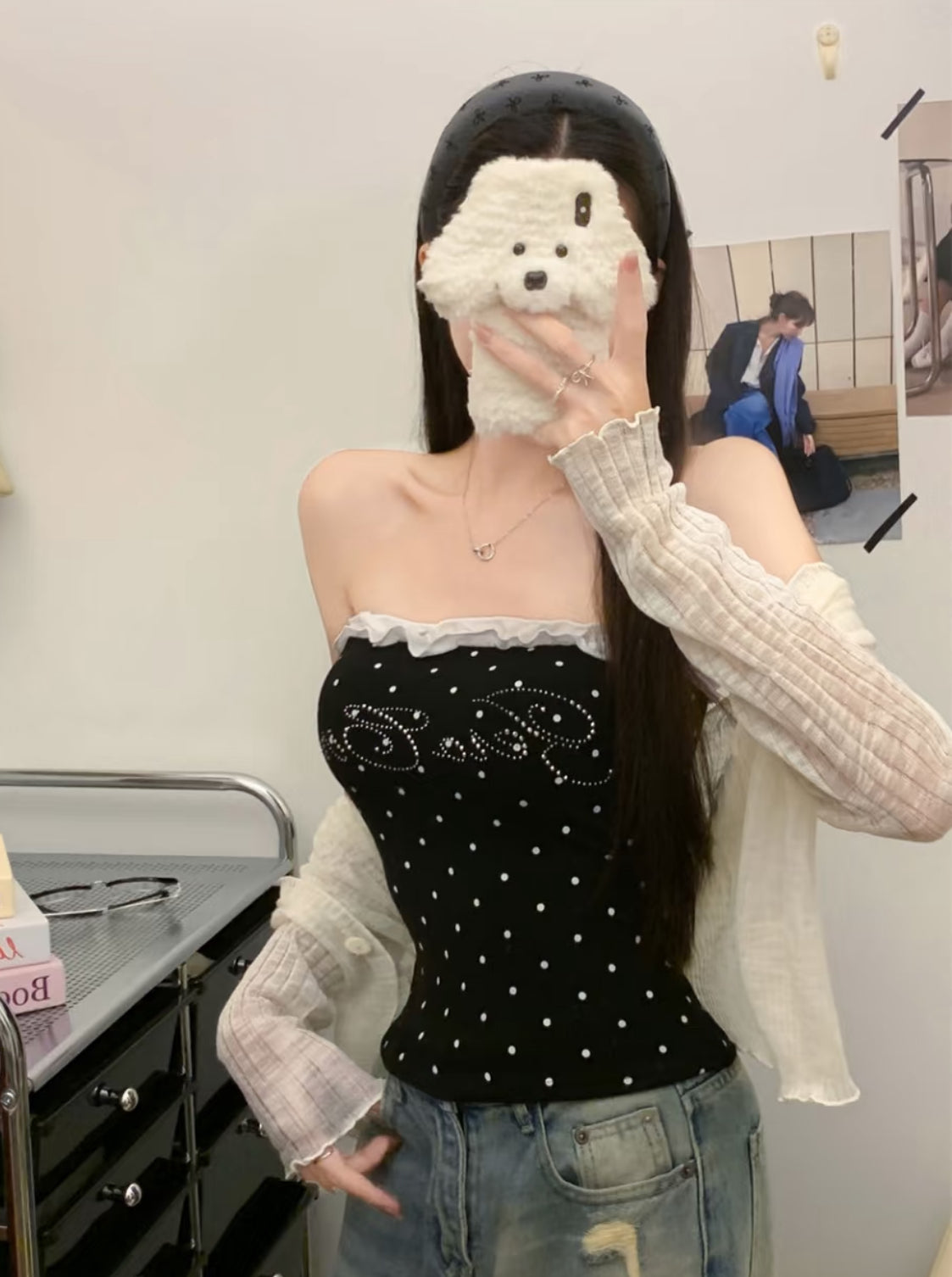Mini White Dot Tube Top T004