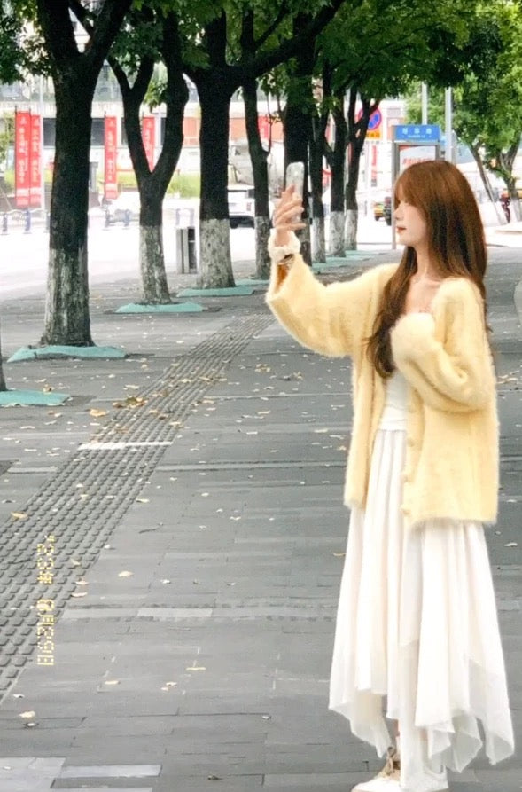 Yellow Fuzzy Cardigan
