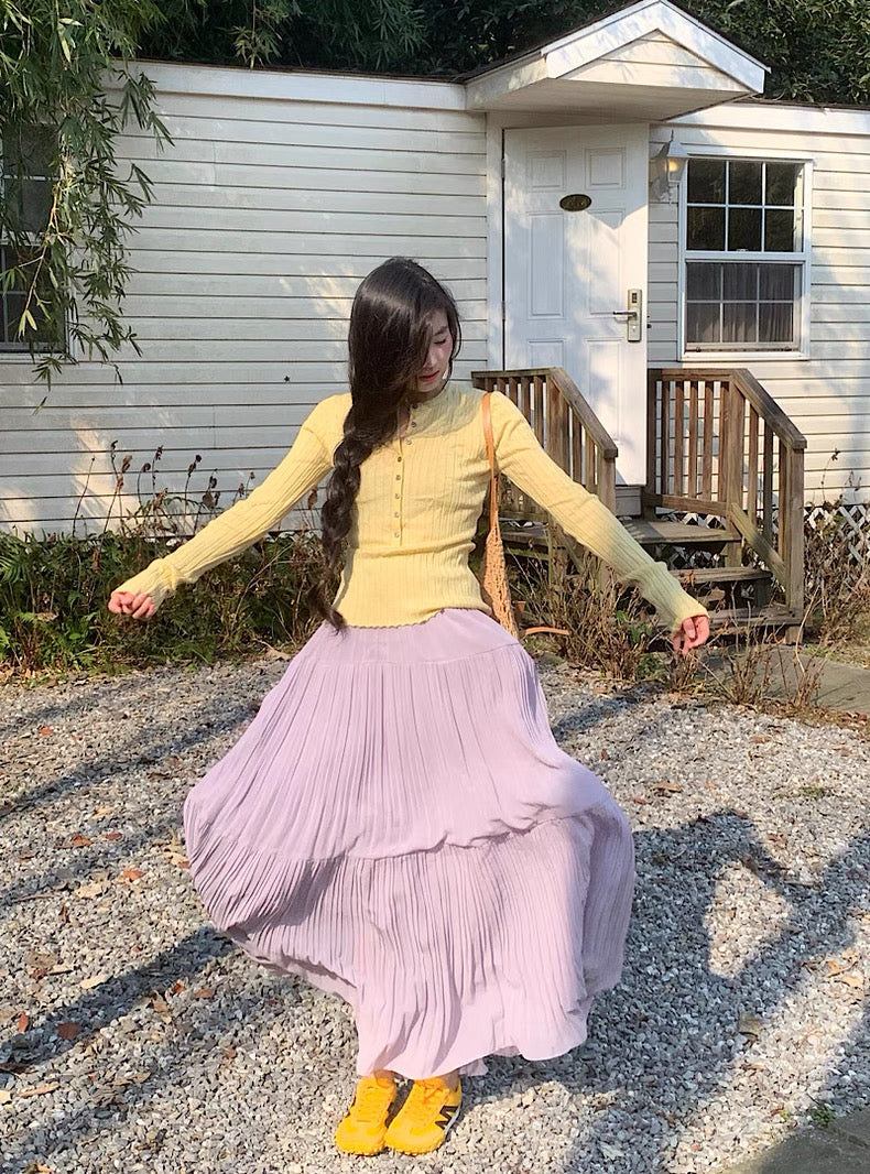 Milk Yellow Knitted Long Sleeve Top