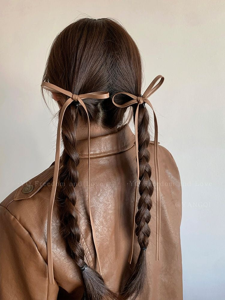 R009 Leather Ribbon Hair Clip