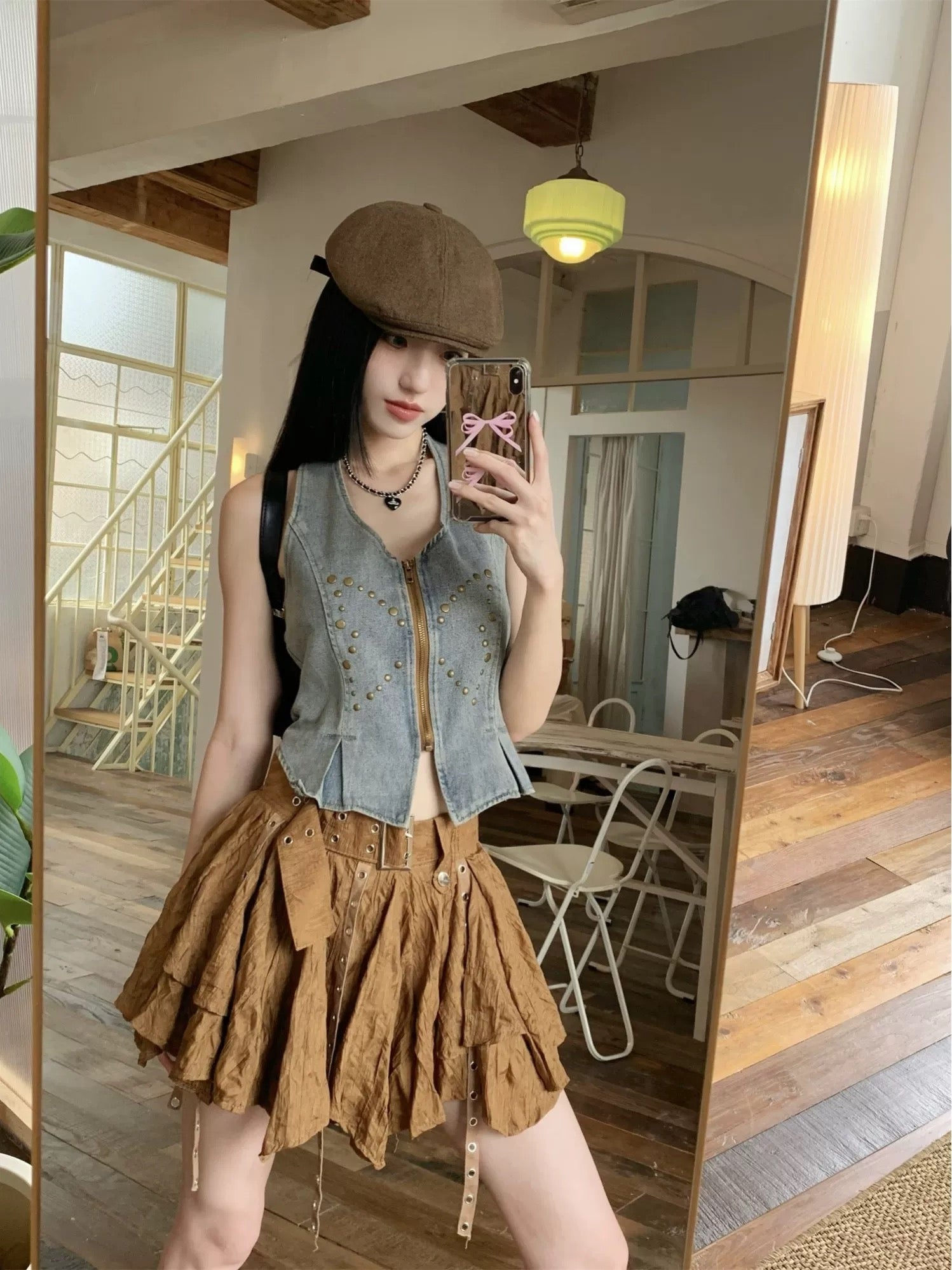 Brown Skirt with belt
