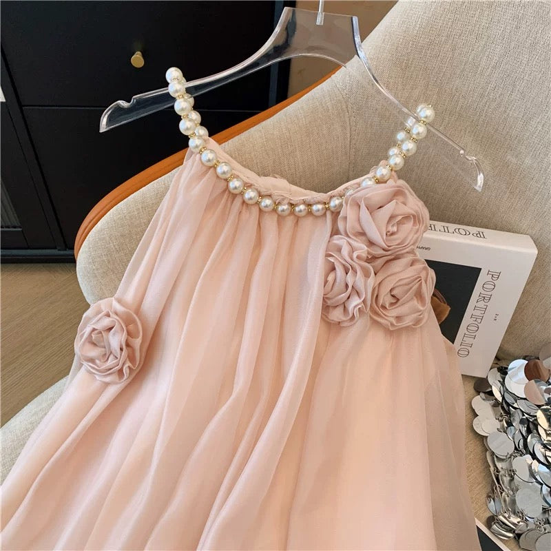 Chiffon 3D Roses Mini Dress