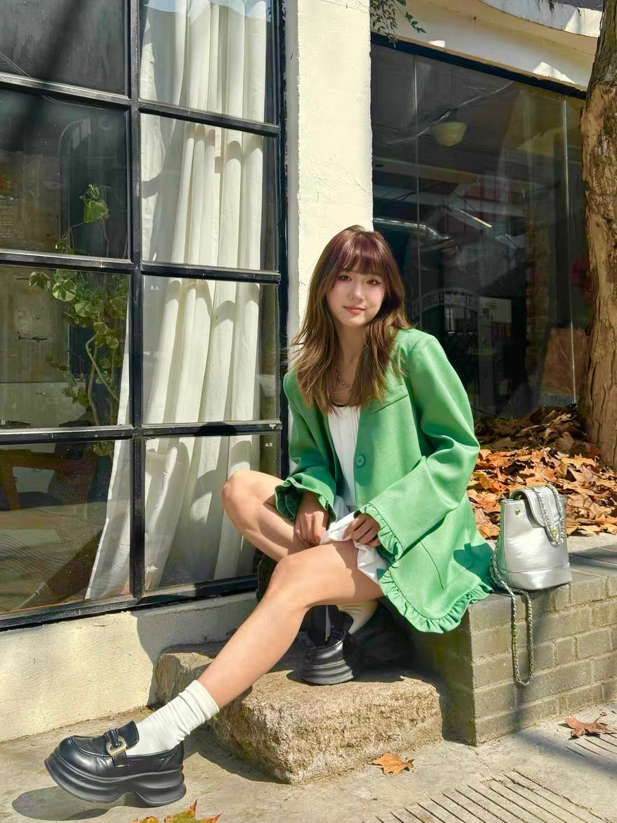 Green Blazer Long Sleeve Jacket