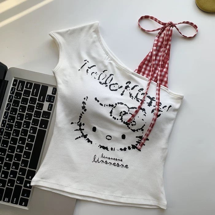 Kitty Side Tie Sleeveless Top