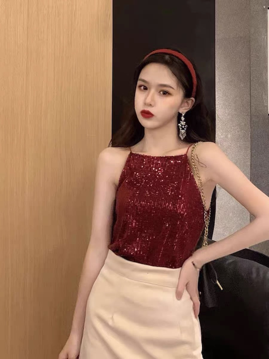 Shiny Spaghetti Strap Top