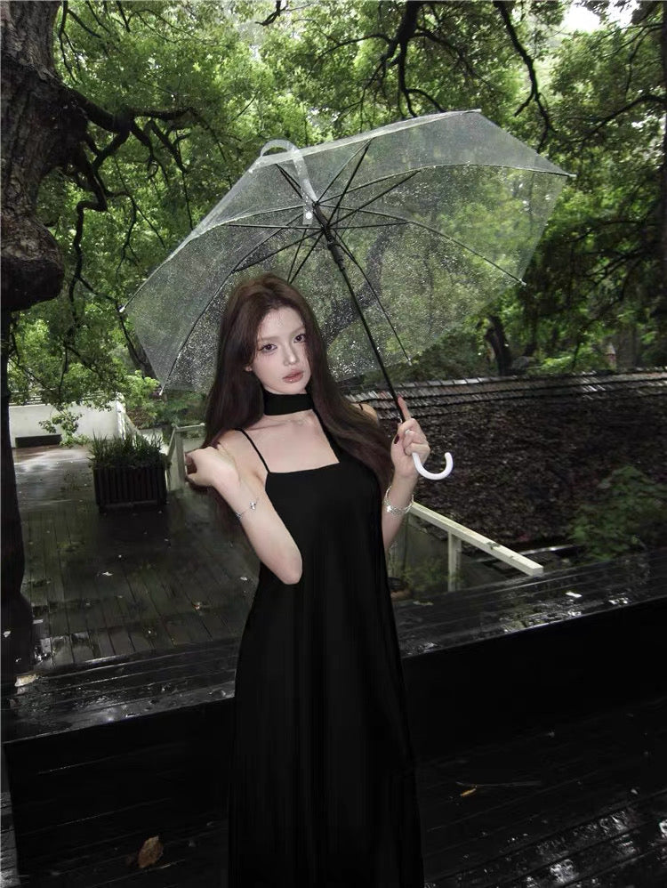 Alyn Strap Dress With Strap (Black, White)