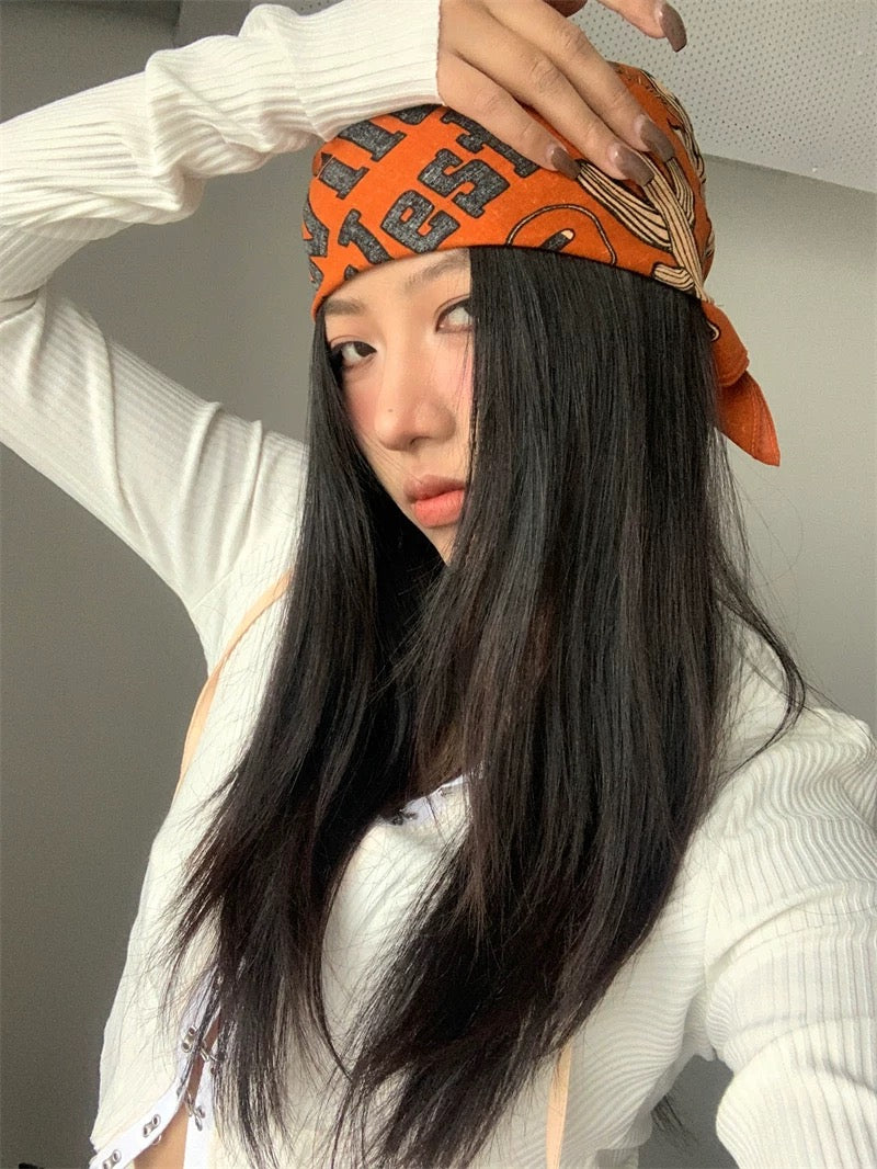 Cool Scarf /Headband (Orange, White)