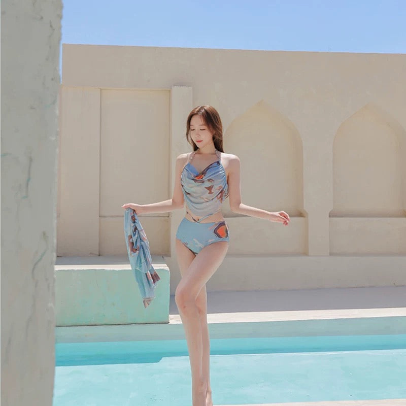 Ombre Mint Blue/ Purple Bikini BK26 Three Piece Set (S)