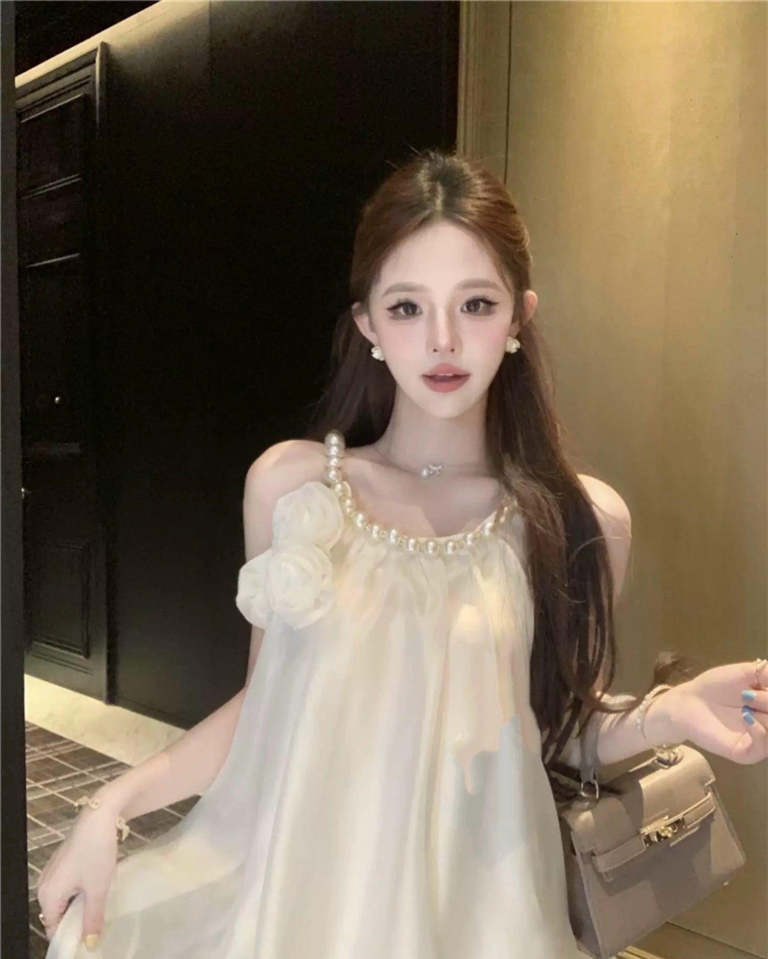 Chiffon 3D Roses Mini Dress