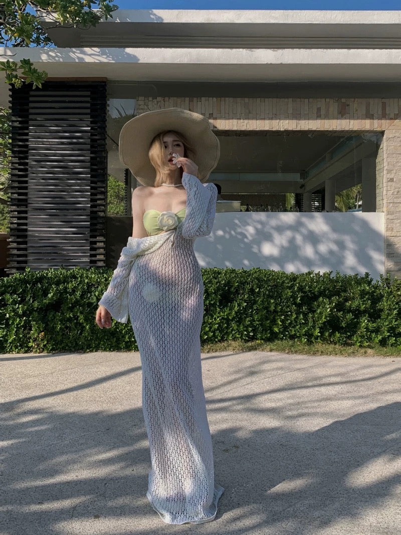 Bikini + Knitted Dress Three Pieces Set (5 Colours)
