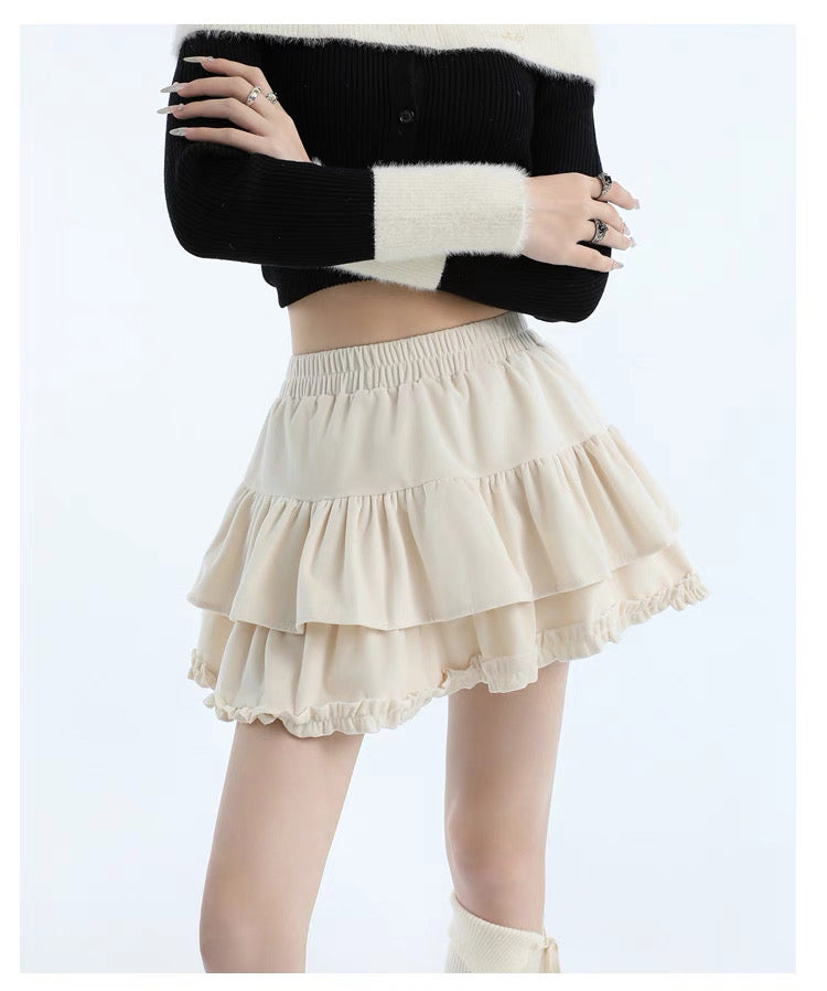 Corduroy/Cream Two Layer Skirt