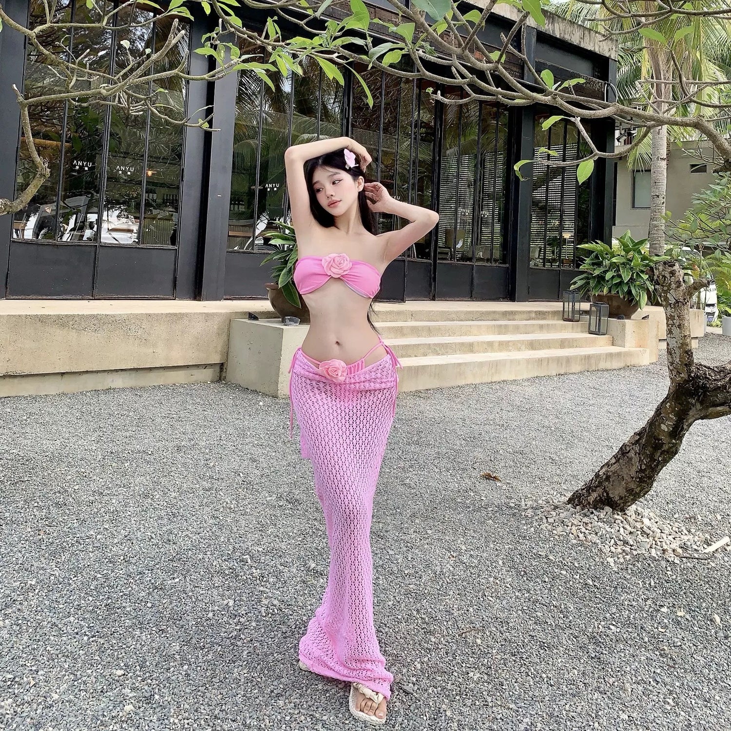 Bikini + Knitted Dress Three Pieces Set (5 Colours)
