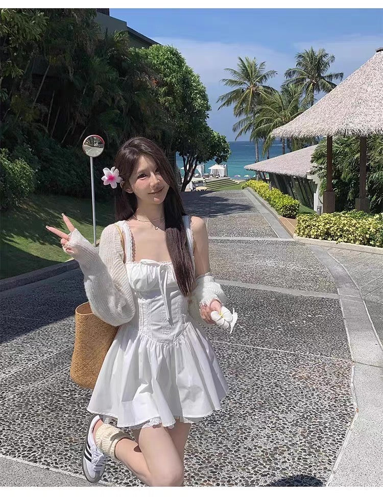 White Strap Mini Dress
