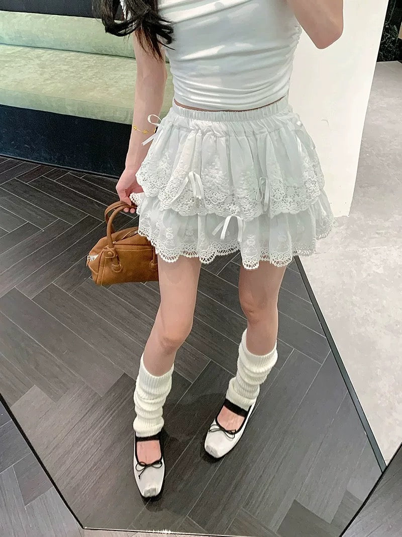 High Waist White Skirt