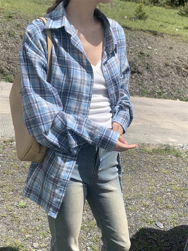 Blue Grid Long Sleeve Shirt