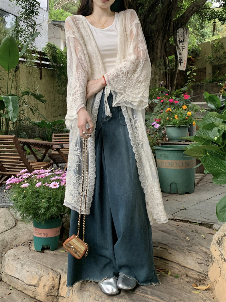 Embroidery Long Cardigan