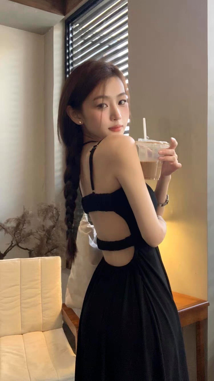Bareback Waist Cut Long Dress