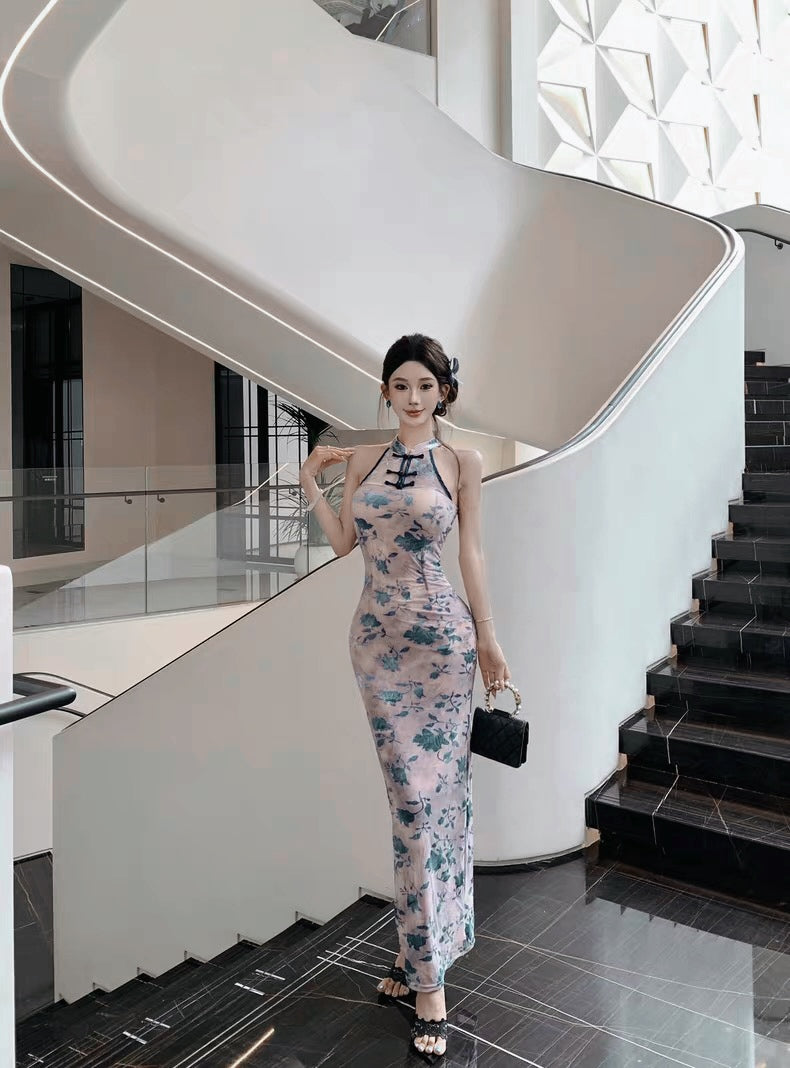 Blue Cheongsam CD034 Long Dress (S, M, L)