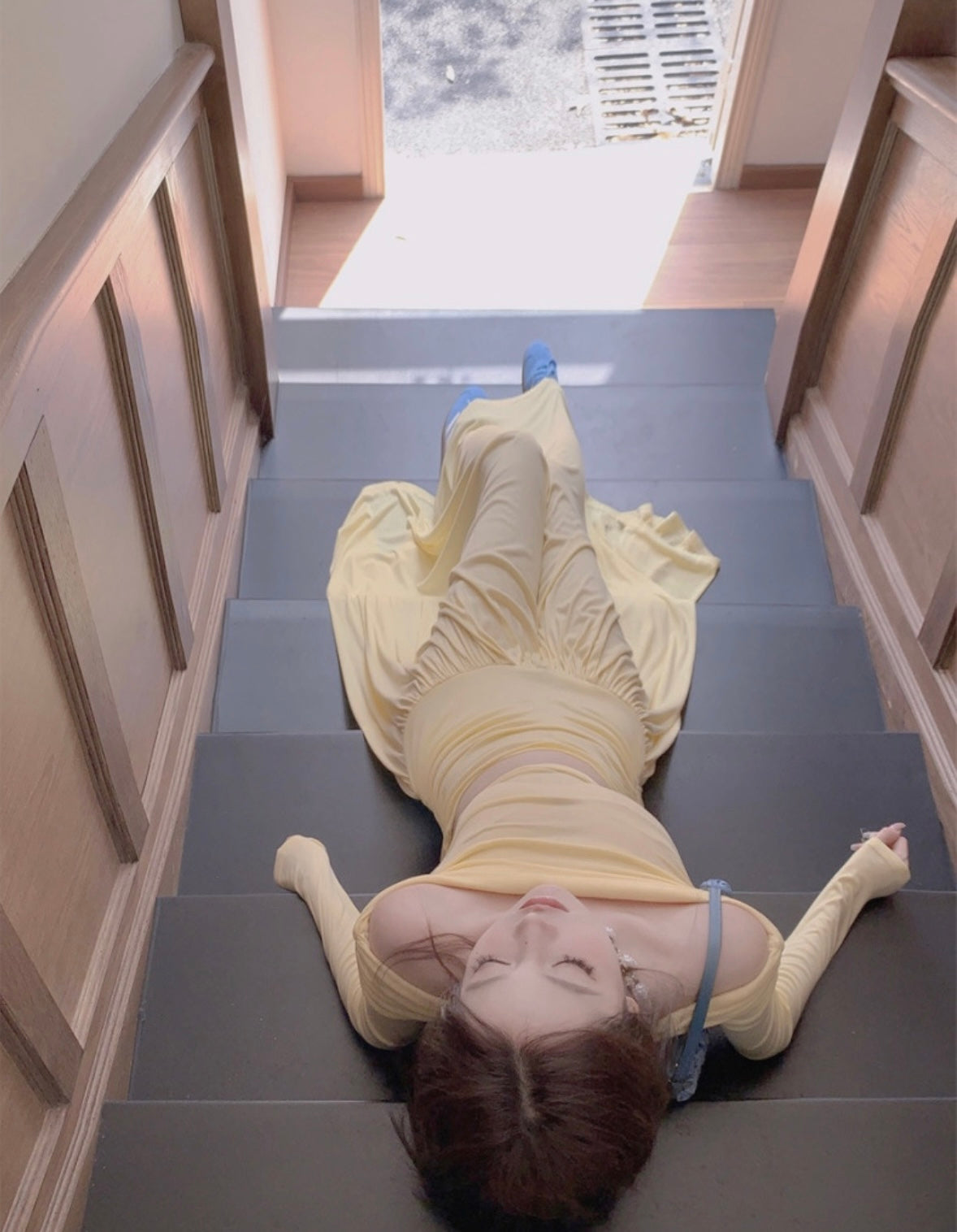 Off Shoulder Long Sleeve Top + Long Skirt Two Pieces Set