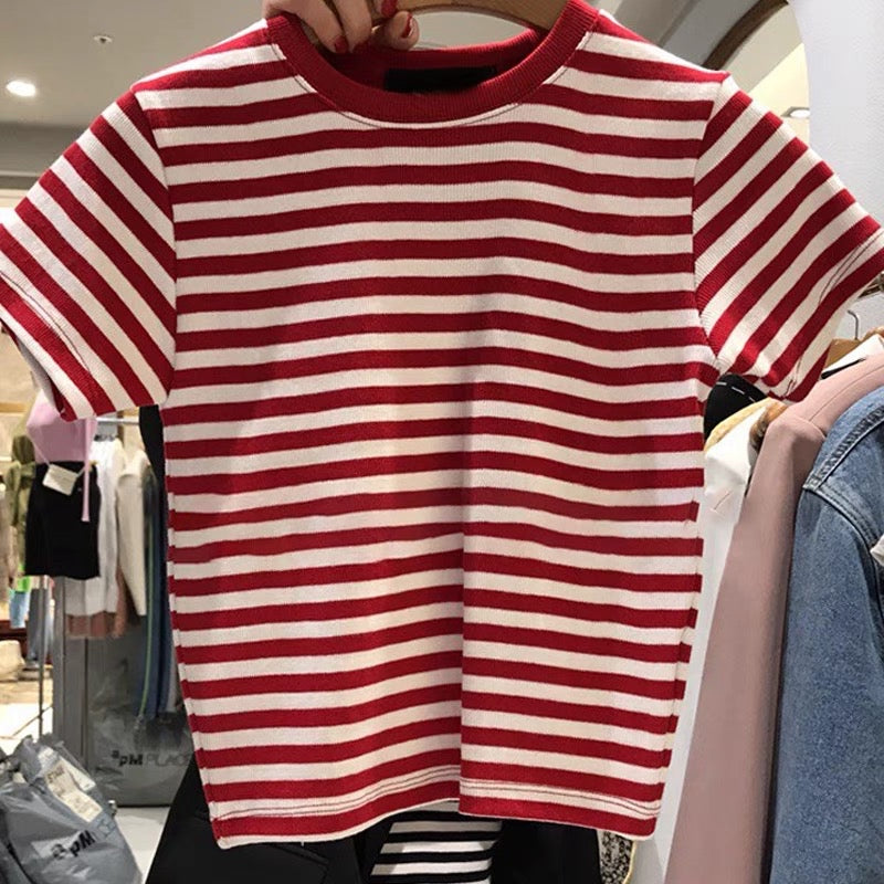 Two Tone Stripe Crop Top