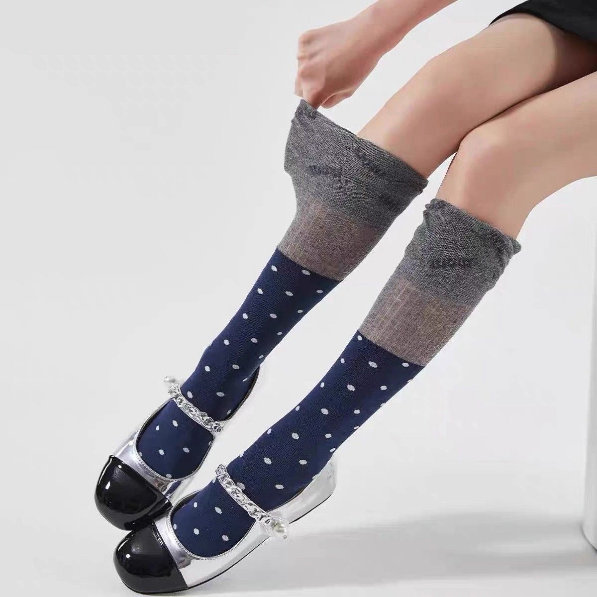 S011 Polka Dot Two Tone Socks (Set)
