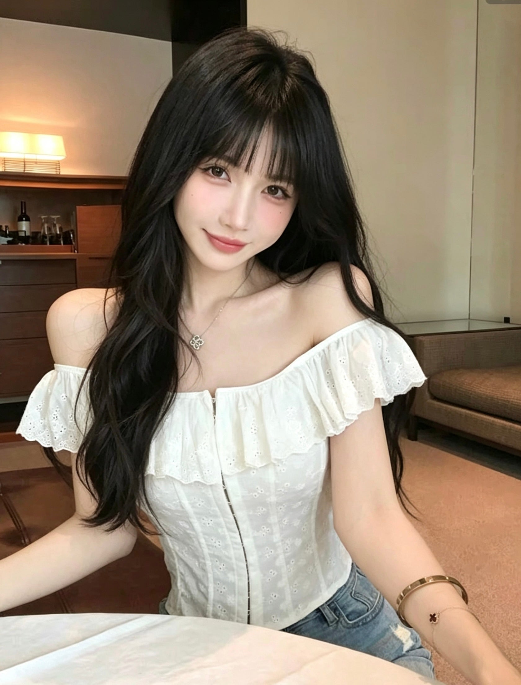 Back Lace Up Off Shoulder White Top