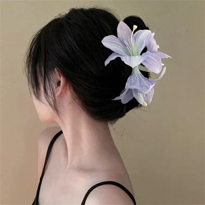 Summer Purple Floral Big Hair Clip