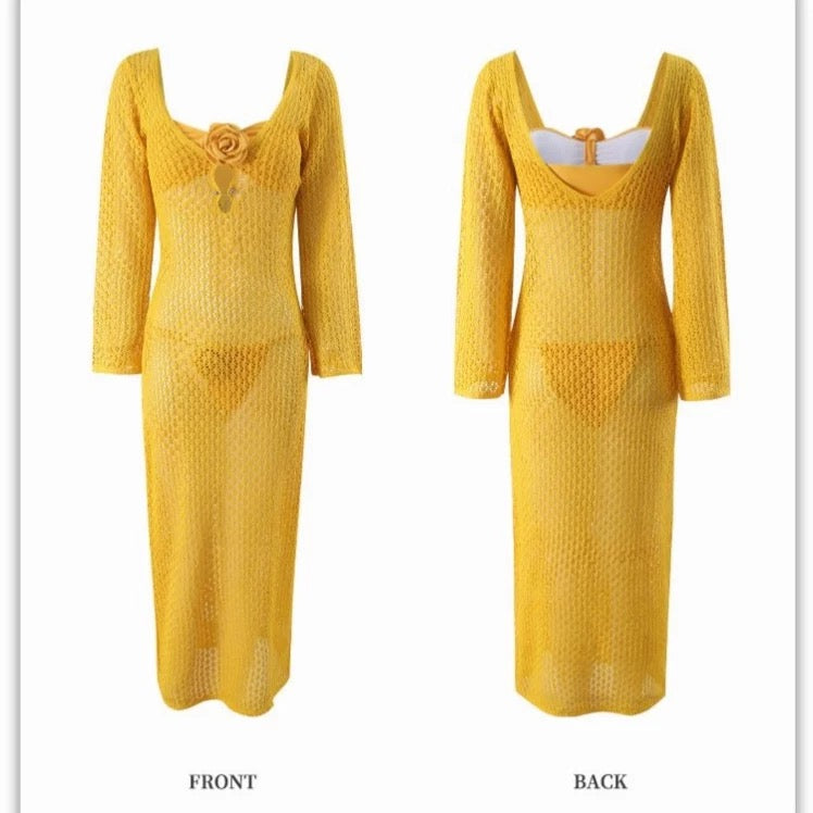 Bikini + Knitted Dress Three Pieces Set (5 Colours)