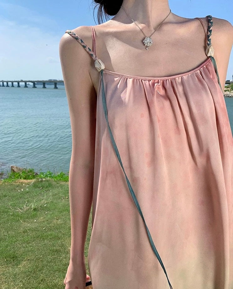 Ombre Pink Blue Long Dress