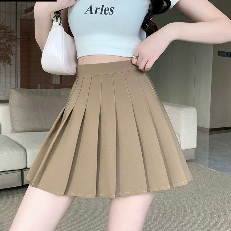 Basic High Waist Pleated Skirt