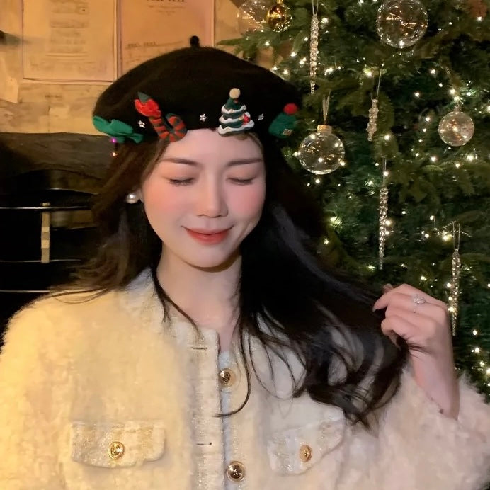 H18Christmas Beret Hat