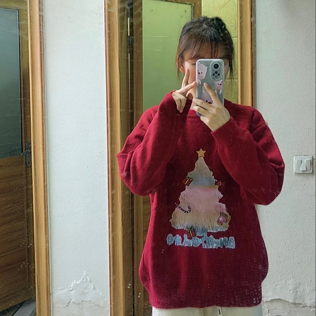 Navy Christmas Long Sleeve Top