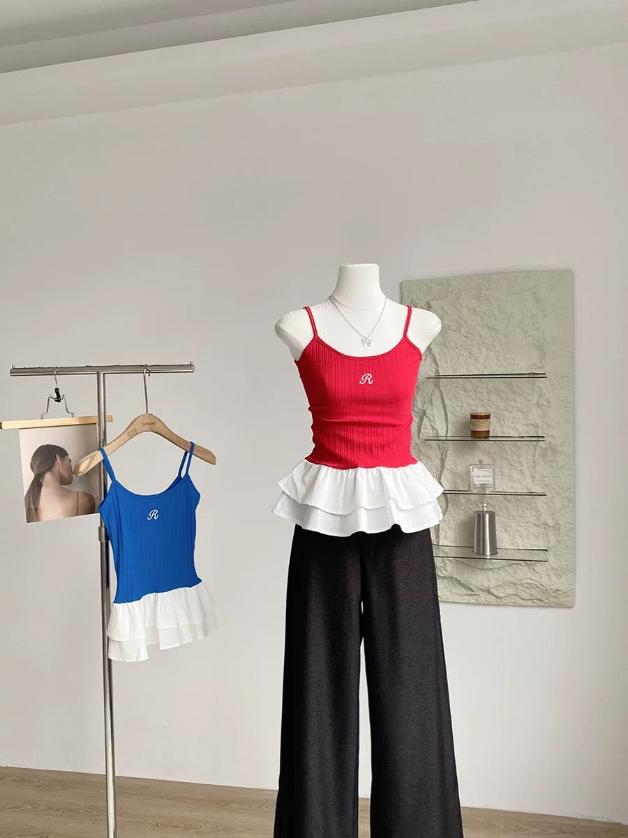Mini White Layered Bottom R Strap Top (Blue - S)
