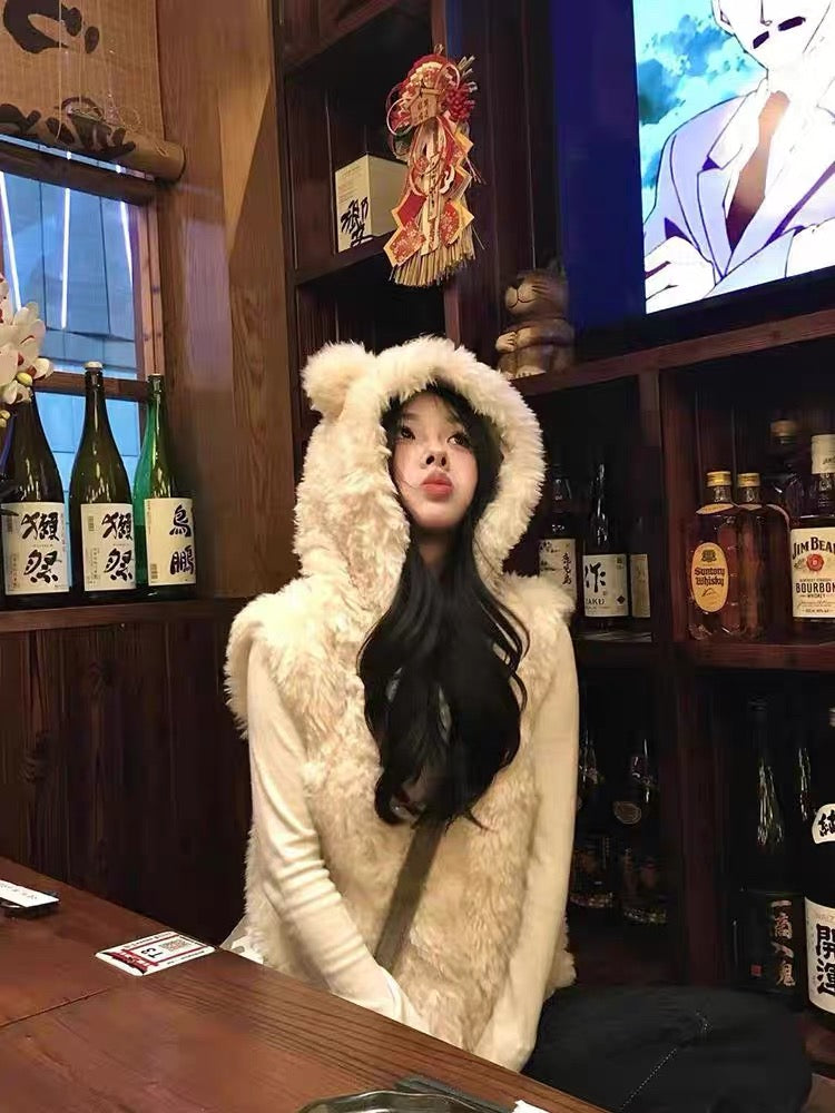 Teddy Furry White Vest Top