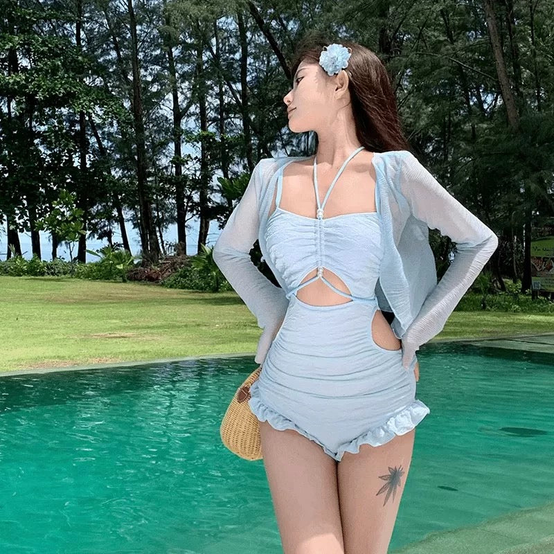 Sky Blue Swimsuits BK14 Two Piece Set (S-M)