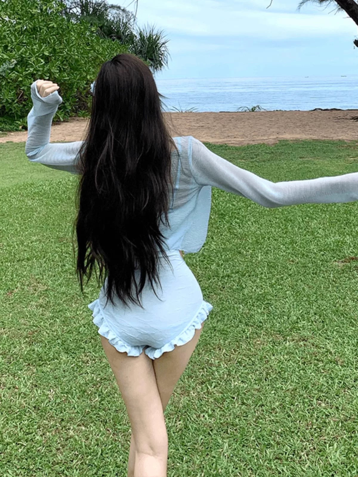 Sky Blue Swimsuits BK14 Two Piece Set (S-M)