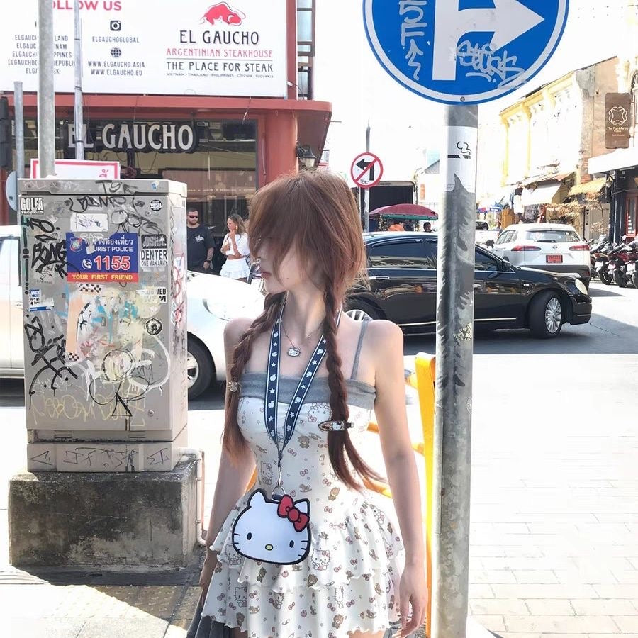 Kitty Tube Dress + Grey Cardigan Set