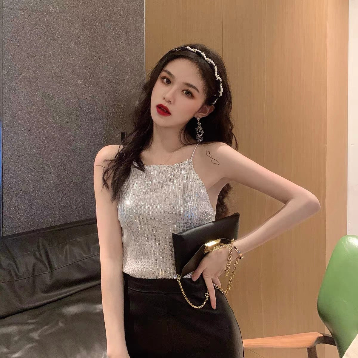 Shiny Spaghetti Strap Top