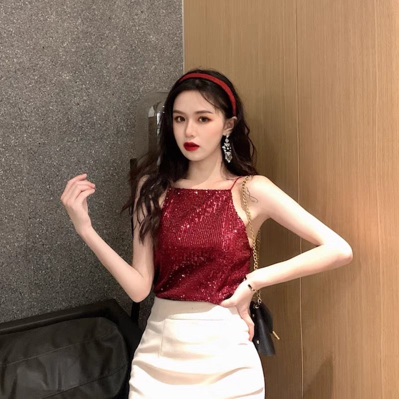Shiny Spaghetti Strap Top