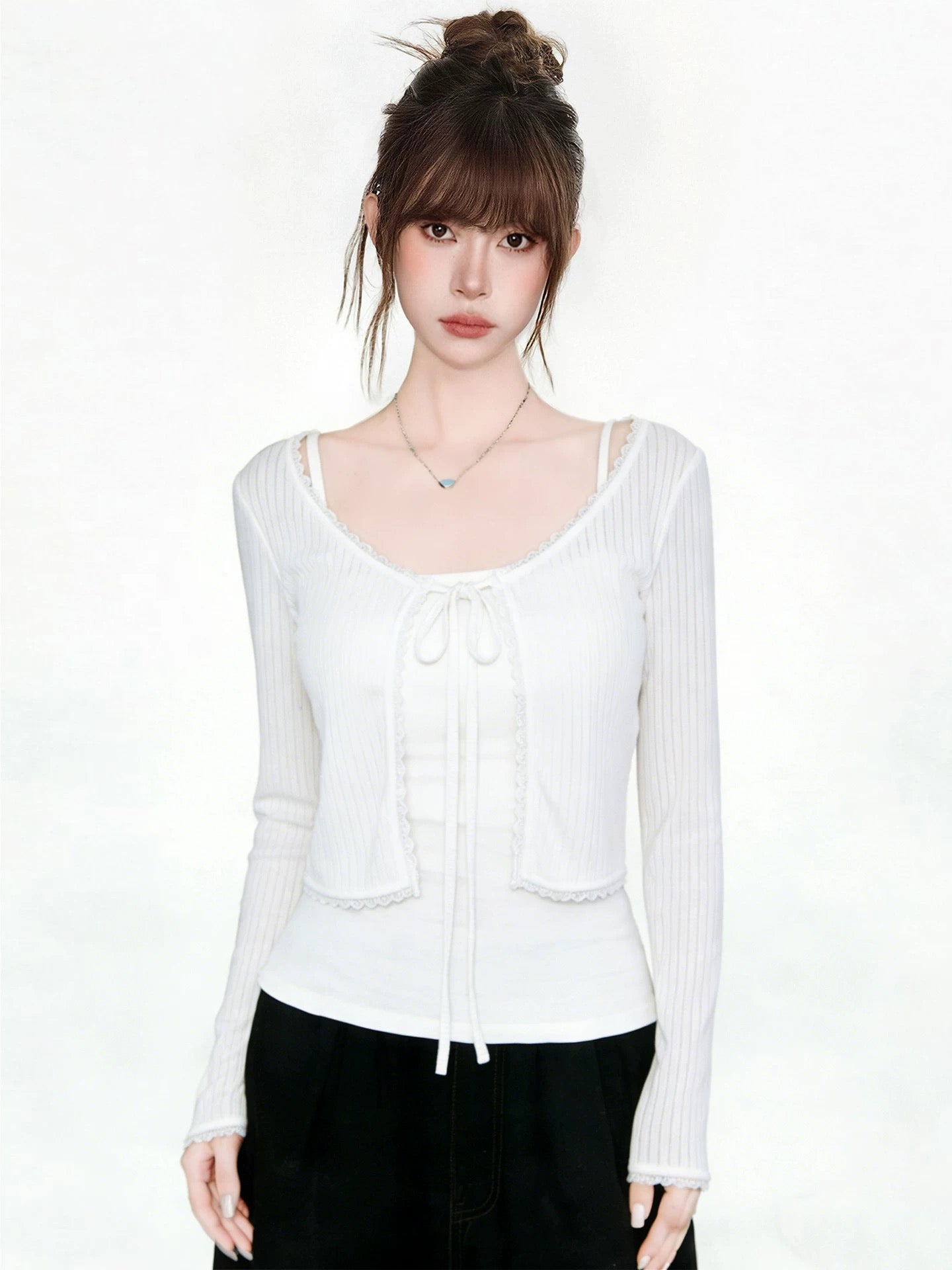 C013 Thin Knitted Cardigan (White)