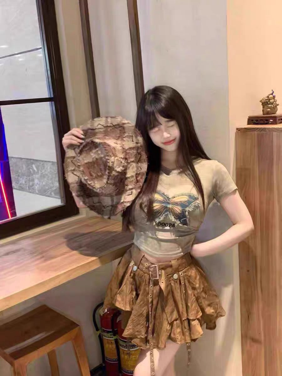 Brown Skirt with belt