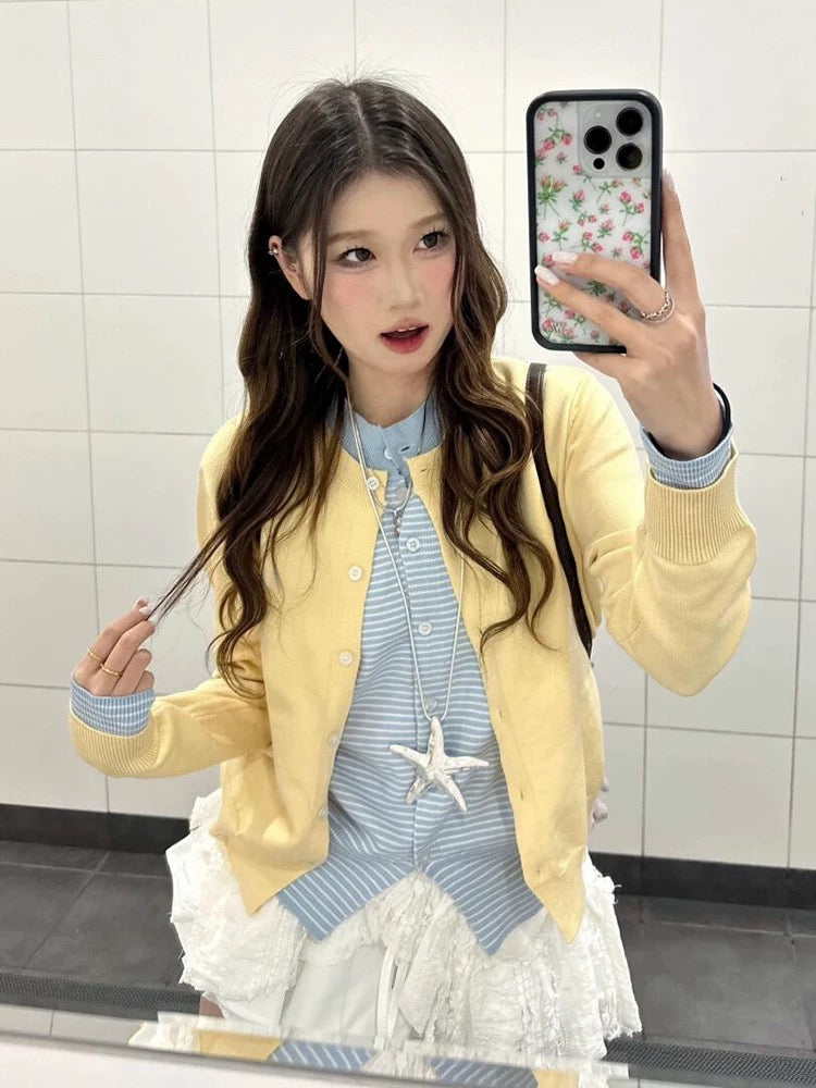Thick Yellow Long Sleeve Knitted Top